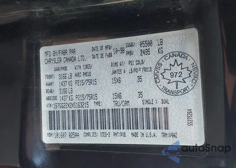 1999 Dodge Dakota Slt/Sport z USA, uszkodzony, nr VIN 1B7GG22X2XS163215